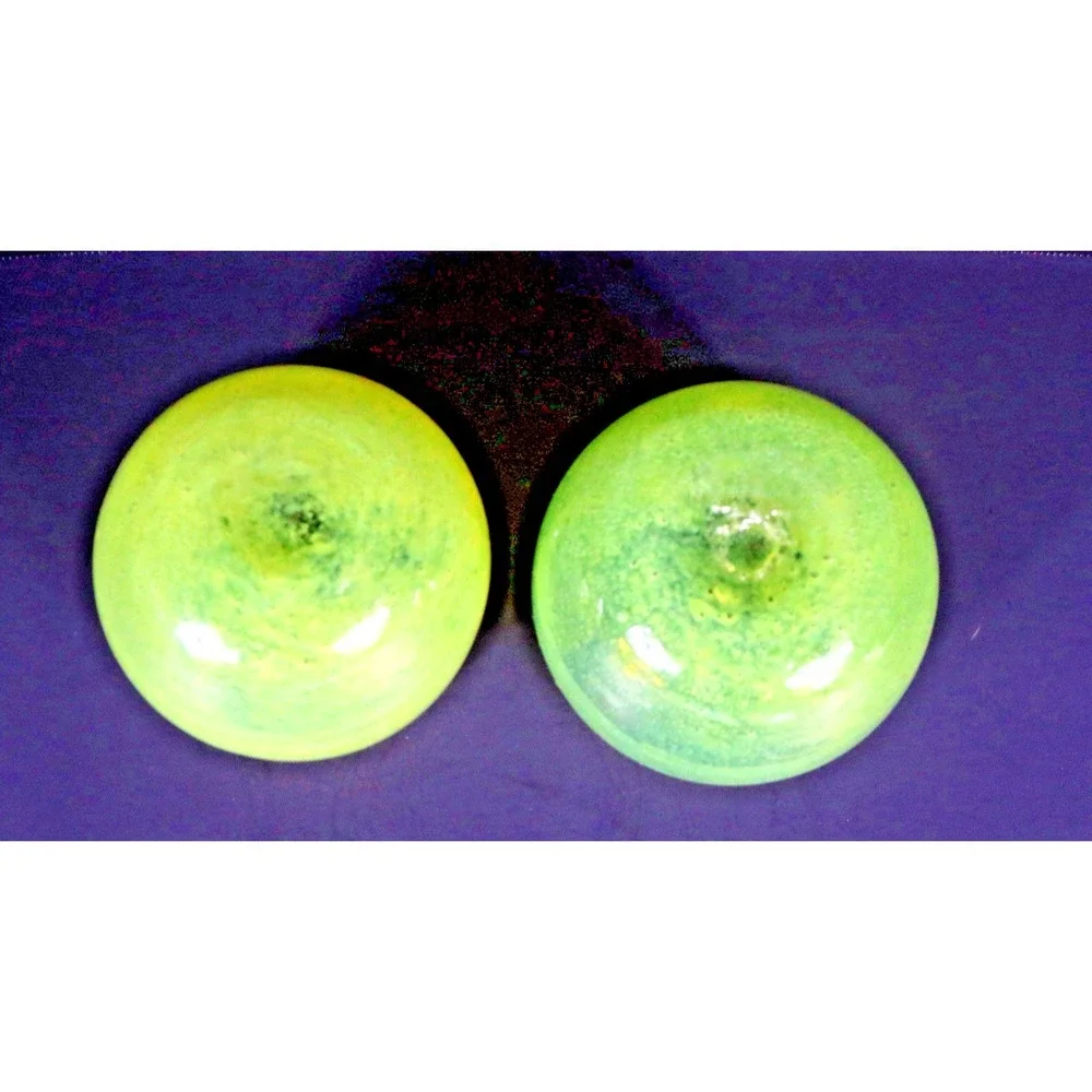 Lime Green Hand Blown Glass Tumblers W Controlled Bubbles - EUC Crate & Barrel C